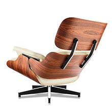 Load image into Gallery viewer, Mid Century Lounge Chair and Ottoman, Modern Chair Classic Design, Top Grain Leather Palisander Wood, Heavy Duty Base Support for Living Room, Study, Lounge, Office
