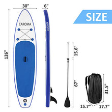 Load image into Gallery viewer, Caroma 126inch Inflatable Stand Up Paddle Board, Premium SUP Accessories, Bottom Fin for Paddling, Leash, Hand Pump and Backpack, Non-Slip Deck, Youth &amp; Adult Standing Boat (Navy Blue, 126inch)
