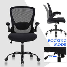 Load image into Gallery viewer, Office Chair Ergonomic Desk Chair Mesh Computer Chair Swivel Rolling Mid Back Task Chair with Lumbar Support Flip-up Arms Massage Adjustable Chair for Women Adults(Black)
