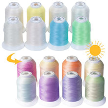 Load image into Gallery viewer, New brothread 8 Spools UV Color Changing Embroidery Machine Thread Kit 30WT 500M(550Y) Each Spool for Embroidery, Quilting, Sewing
