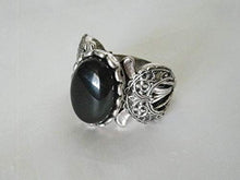 Load image into Gallery viewer, Black Onyx Triple Moon Ring, handmade jewelry wiccan pagan wicca goddess witch witchcraft gothic

