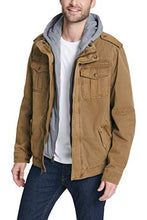 Load image into Gallery viewer, Levi's Men's Washed Cotton Hooded Military Jacket, Brown, Large
