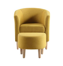 Load image into Gallery viewer, DAZONE Modern Accent Chair, Upholstered Arm Chair Linen Fabric Single Sofa Chair with Ottoman Foot Rest Mustard Yellow
