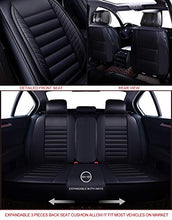 Load image into Gallery viewer, OASIS AUTO OS-001 Leather Car Seat Covers, Faux Leatherette Automotive Vehicle Cushion Cover for 5 Passenger Cars &amp; SUV Universal Fit Set for Auto Interior Accessories (Full Set, Black)
