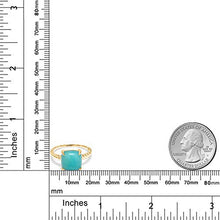Load image into Gallery viewer, Gem Stone King 18K Yellow Gold Plated Silver Sleeping Beauty Turquoise Women Ring (10MM Square Cabochon, Available in size 5, 6, 7, 8, 9)
