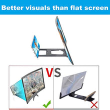 Load image into Gallery viewer, Cinyiuze 12'' 3D Curved Screen Magnifier for Mobile Phone, HD Magnifier Projector Screen Enlarger for Videos, Movies, Games, Foldable Phone Stand with Screen Amplifier, Compatible with All Smartphones
