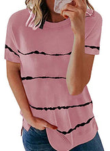 Load image into Gallery viewer, Ecrocoo Women's Plus Size Tops Soft Lightweight Short Sleeve Stripes Color Block Shirts Blouses Tunics,Pink S
