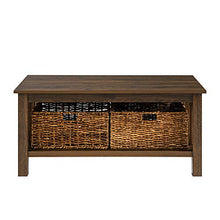 Load image into Gallery viewer, WE Furniture Rustic Wood Rectangle Coffee Accent Table Storage Baskets Living Room, 40 Inch, Dark Walnut
