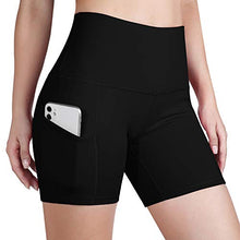 Load image into Gallery viewer, ODODOS High Waist Out Pocket Yoga Short Tummy Control Workout Running Athletic Non See-Through Yoga Shorts,Black,X-Large
