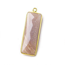 Load image into Gallery viewer, 31x11mm Vermeil Bezel Chocolate Moonstone Bar 1 Ring Pendant 1 Piece
