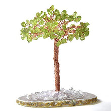 Load image into Gallery viewer, KALIFANO Natural Mini Peridot (100+ Gemstone Count!) Chakra Crystal Tree with Brazilian Agate Base - Bonsai Feng Shui Money Tree for Stress Relief and Inner Growth
