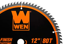 Load image into Gallery viewer, WEN BL1280 12-Inch 80-Tooth Fine-Finish Professional Woodworking Saw Blade for Miter Saws and Table Saws
