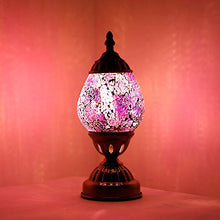 Load image into Gallery viewer, Handmade Turkish Lamp Mosaic Glass Egg Lantern Bedside Table Desk Night Lamp Decorative Tiffany Moroccan Style (Purple)
