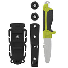 Load image into Gallery viewer, GEAR AID Tanu Dive and Rescue Knife with Sheath and B.C.D. Adaptor, 3” Blade, Nav Green

