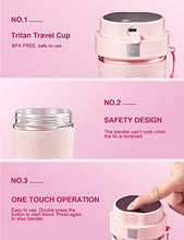 Load image into Gallery viewer, Portable Blender, 300W Rechargeable Personal Blender for Shakes and Smoothies, Mini Blender with Tritan Travel Cup for Sports, Travel, Gym, Home and Office, Pink
