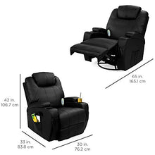 Load image into Gallery viewer, Best Choice Products Executive Swivel Massage Recliner Chair w/ Remote Control, 5 Modes, 2 Cup Holders - Black
