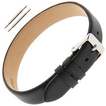 Load image into Gallery viewer, Gilden Ladies 8-14mm Classic Calfskin Black One-Piece Leather Watch Band Charm Bracelet F601-0108 (8 millimeters Wide, Black, Silver-Tone Buckle)
