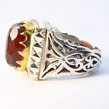 Load image into Gallery viewer, Handmade Agate Ring | AlAliGems | Black Jazaa | Sterling Silver 925 | HANDCRAFT | US Size 9
