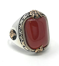Load image into Gallery viewer, KAR 925K Stamped Sterling Silver Agate (Aqeeq) Men's Ring K41B (9.75)
