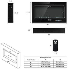 Load image into Gallery viewer, Tangkula 36" Electric Fireplace, in-Wall Recessed and Wall Mounted 750 W / 1500 W Fireplace Heater, Touch Screen Control Panel, 9 Flamer Color, Temperature Control &amp; Timer Crystal Heater (36 inches)
