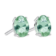 Load image into Gallery viewer, Green Amethyst Earrings 5x7mm Oval Shape Sterling Silver Stud Earrings for Women Mom Wife
