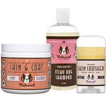 Load image into Gallery viewer, Natural Dog Company Complete Itch Kit for Dogs, Skin &amp; Coat Supplement, Itchy Dog Shampoo, Skin Soother Healing Balm, All Natural Ingredients
