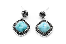 Load image into Gallery viewer, AZIEL 925 Sterling Silver Earrings Natural Larimar Gemstones

