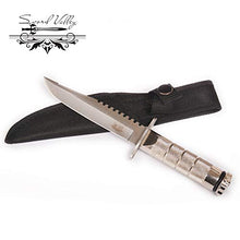 Load image into Gallery viewer, SV Dagger Knife Good Dual Edge Knife with Fix Half Serrated Blade Best Tactical Knife for Survival &amp; Defense (Silver)
