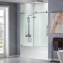Load image into Gallery viewer, WOODBRIDGE MBSDC 6062-C Frameless Bathtub Shower Doors 56-60" Width x 62" Height with 3/8"(10mm) Clear Tempered Glass in Polished Chrome Finish
