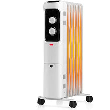 Load image into Gallery viewer, GOFLAME 1500W Oil Filled Radiator Heater, Electric Space Heater with 3 Heating Modes, Adjustable Thermostat, Tip-Over &amp; Overheat Protection, Powerful Oil Heater for Home and Office (White)
