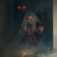 Load image into Gallery viewer, Best Choice Products Haunted Holly Animated Roaming Doll Halloween Decoration Prop Display w/Poseable Arms, Light-Up Eyes, Sounds, Phrases, Activated by Motion, Sound, or Vibration
