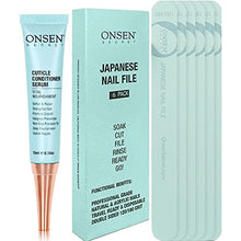 Load image into Gallery viewer, Onsen Secret Cuticle Conditioner Serum 15m + Professional Japanese Nail File Double Sided 120/180 Grit 6pcs. Cuticle Oil Nail Care Serum That Sooth, Repair &amp; Strengthen Cuticles &amp; Nails + 6 Nail Files
