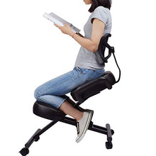 Load image into Gallery viewer, DRAGONN (by VIVO) Ergonomic Kneeling Chair with Back Support, Adjustable Stool for Home and Office - Improve Your Posture with an Angled Seat - Thick Comfortable Cushions (Black)
