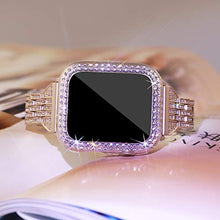 Load image into Gallery viewer, DSYTOM Compatible Apple Watch Band 38mm 40mm 42mm 44mm with Case Women,Rhinestone Metal Jewelry Wristband Strap with Bling PC Protective Case Replacement for iWatch Series 5 4 3 2 1(38mm Champagne)

