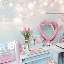 Load image into Gallery viewer, BinaryABC Heart Makeup Mirror Cosmetic Mirror Wall Desktop Mirror Bedroom Mirror,Valentines Day Table Decorations Supplies(Light Pink)
