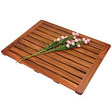 Load image into Gallery viewer, Utoplike Teak Wood Bath Mat, Shower Mat Non Slip for Bathroom, Wooden Floor Mat Square Large for Spa Home or Outdoor (24"x18")
