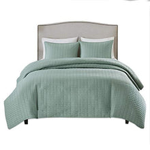 Load image into Gallery viewer, Comfort Spaces Kienna Quilt Set-Luxury Double Sided Stitching Design All Season, Lightweight, Coverlet Bedspread Bedding, Matching Shams, Full/Queen(90"x90"), Seafoam
