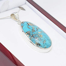 Load image into Gallery viewer, Starborn Persian Turquoise Pendant Necklace (22") Blue
