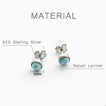 Load image into Gallery viewer, Women Larimar Stud Earrings SterlingSilver Jewelry Handmade Natural Blue Gemstone Earrings for Women and Girl
