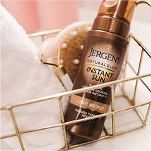 Load image into Gallery viewer, Jergens Natural Glow Instant Sun Body Mousse, Self Tanner for Light Bronze Tan, Sunless Tanning Body Bronzer, Fake Tan for Fair to Medium Skin, 6 Ounce
