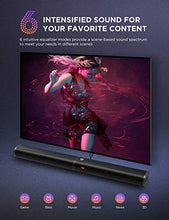 Load image into Gallery viewer, Soundbar for TV, Bomaker 190W 2.1 TV Sound Bar with Subwoofer, 125dB, 6 EQ Modes, LED Display Off, 5 Bass Adjustable Surround Sound for Home Theater, 4K &amp; HD TV, HDMI/Optical/AUX/USB, Wall Mountable
