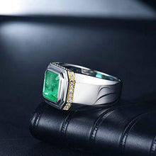Load image into Gallery viewer, Daesar 18K White Gold Ring Men, Band Ring with 2.5ct Emerald Promise Rings White Gold Ring Size 8.5
