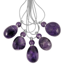 Load image into Gallery viewer, TUMBEELLUWA Essential Oil Diffuser Aromatherapy Stone Pendant Necklace for Unisex ,Healing Crystal Gemstone Necklace Ellipse Pendant for Women and Men, Amethyst Stone.
