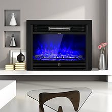 Load image into Gallery viewer, COSTWAY Electric Fireplace 28.5-Inch Wide, 750W/1500W Wall Recessed and Freestanding Fireplace with 3 Flame Colors, 5 Brightness Settings, 8 H Timer, Remote Control, Fireplace Heater for Indoor Use
