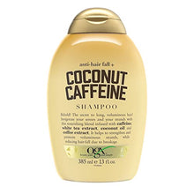 Load image into Gallery viewer, OGX Anti-Hair Fall + Coconut Caffeine Strengthening Shampoo with Caffeine, Coconut Oil &amp; Coffee Extract, 13 Fl Oz
