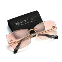 Load image into Gallery viewer, AEVOGUE Sunglasses For Women Oversized Rimless Diamond Cutting Square Glasses AE0528 (Gold&amp;Pink, 53)
