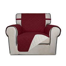 Load image into Gallery viewer, PureFit Reversible Quilted Sofa Cover, Water Resistant Slipcover Furniture Protector, Washable Couch Cover with Non Slip Foam and Elastic Straps for Kids, Pets (Chair, Red/Ivory)
