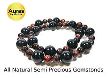 Load image into Gallery viewer, Auras by Osiris - Onyx And Red Tiger Eye Beaded Necklace For Men - World Class Durability &amp; Magnetic Clasp - Good Luck - Confidence - Handmade in USA (Onyx &amp; Red Tiger Eye)

