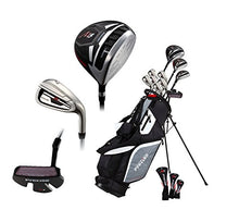 Load image into Gallery viewer, Top Line Men's Right Handed M5 Golf Club Set , Set Includes Driver, Wood, Hybrid, 5, 6, 7, 8, 9, PW Stainless Steel Irons with True Temper Steel Shaft, Putter, Deluxe Stand Bag &amp; 3 Headcovers
