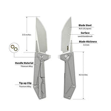 Load image into Gallery viewer, KUBEY KB256 Folding Pocket Knife – Frame Lock Tactical Knife with 3.54in AUS-10 Sand Blast &amp; Brush Blade – Solid Outdoor Knife with Titanium Handle for Hiking Hunting and EDC Carry (Grey)
